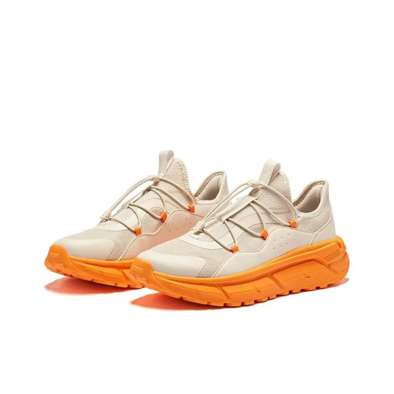 Erke Anti Slip And Wear Resistant Coverage Low Top Chunky Sneakers Men's Beige Orange-2