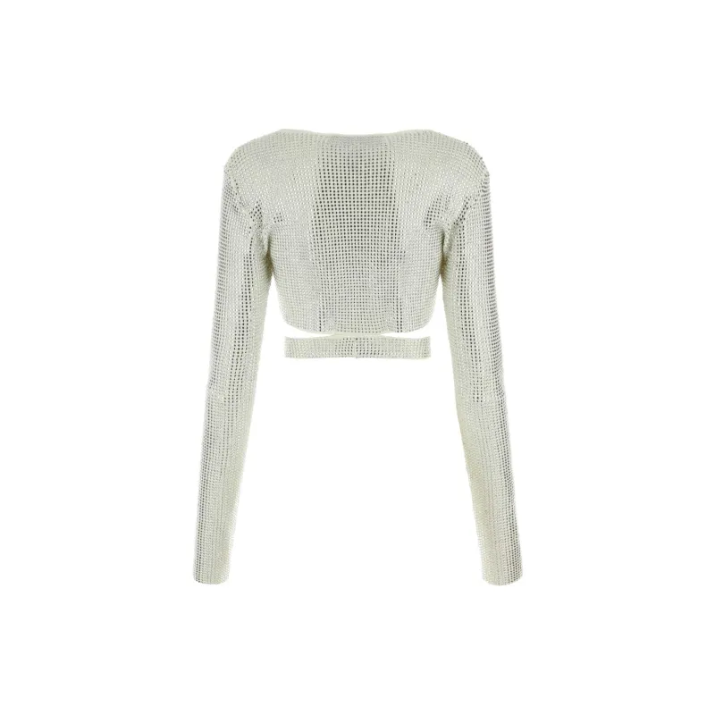ANDREĀDAMO Cut Out Detailed Embellished Cropped Top-1