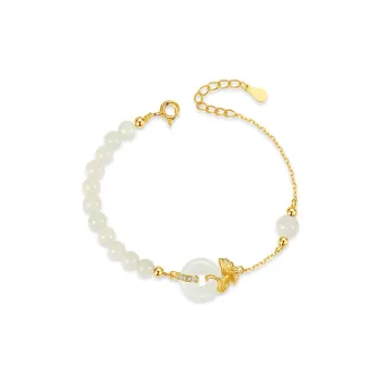 XIBAOCHUNHUA Hetian Jade Bracelets Pale Greenish White Jade Unisex