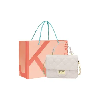JANE KLAIN Synthetic Leather Small Square Bag, One Shoulder Handbag Women's White/Black/Silver
