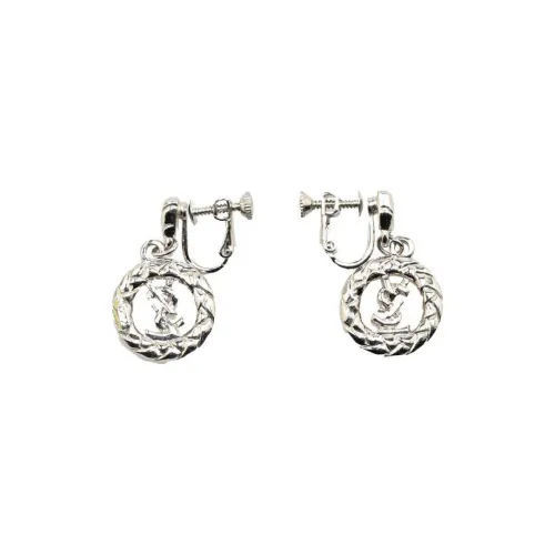 SAINT LAURENT 2000-2020 Tone Logo Screw On Costume Earrings