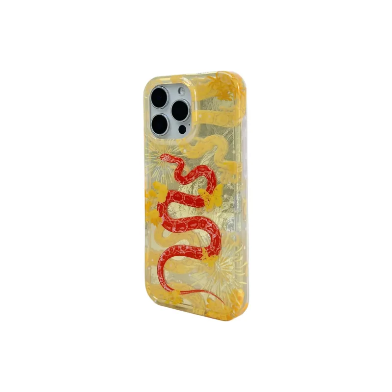 Wei Xin Acrylic Material Snake Year Charm Stand Phone Cases Compatible With IPhone 16/15 Pro Max/Apple 13/14 Pro/Max-14