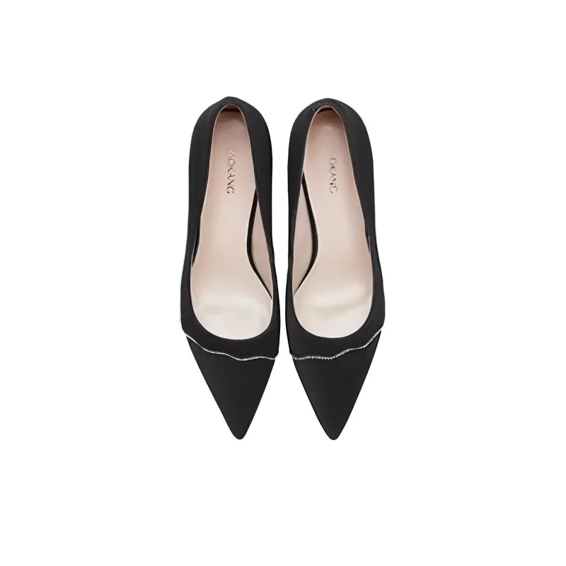 AOKANG Slim Heel High Heels Women's Black-3
