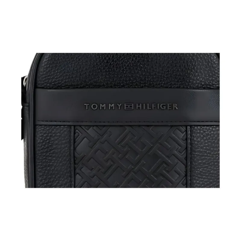 Tommy Hilfiger TH Monogram Polyurethane Shoulder Bag, Crossbody Bag Regular Men's Black-6