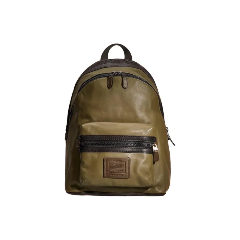 COACH Academy Smooth Leather Backpack Large Size Women's Light Olive-0