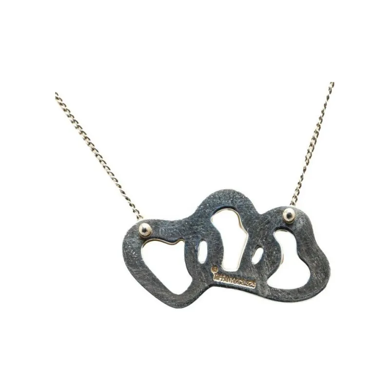 TIFFANY & CO. 20th Century Sterling Silver Triple Open Heart Pendant Necklace-1