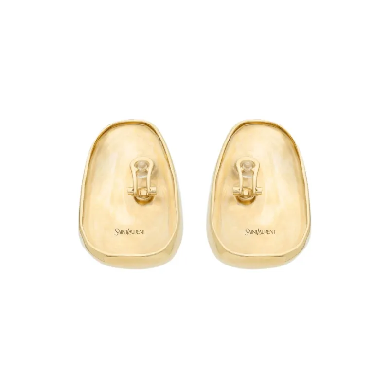 SAINT LAURENT Resin Metal Gemstone Earrings Women's Green-1