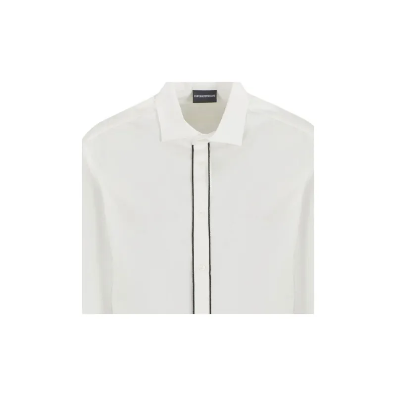EMPORIO ARMANI Pima Canvas Shirt With Piped Placket-4
