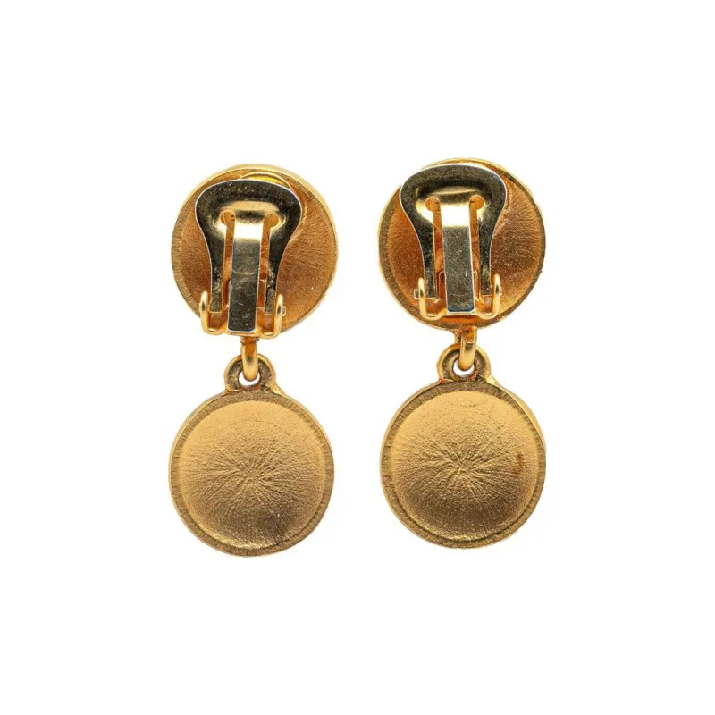 CELINE Artificial Pearl Clip-On Earrings Women's Gold-1