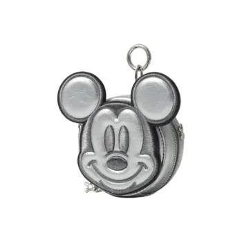 FION MICKEY MOUSE Coated Canvas Headphone Case Coin Purse Regular Unisex Antique Silver