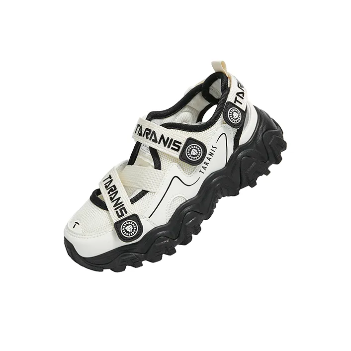 TARANIS Slip Resistant Cushioning Wear Resistant Low Top Kids' Running Shoes Star White/Knight Black Teenagers-3