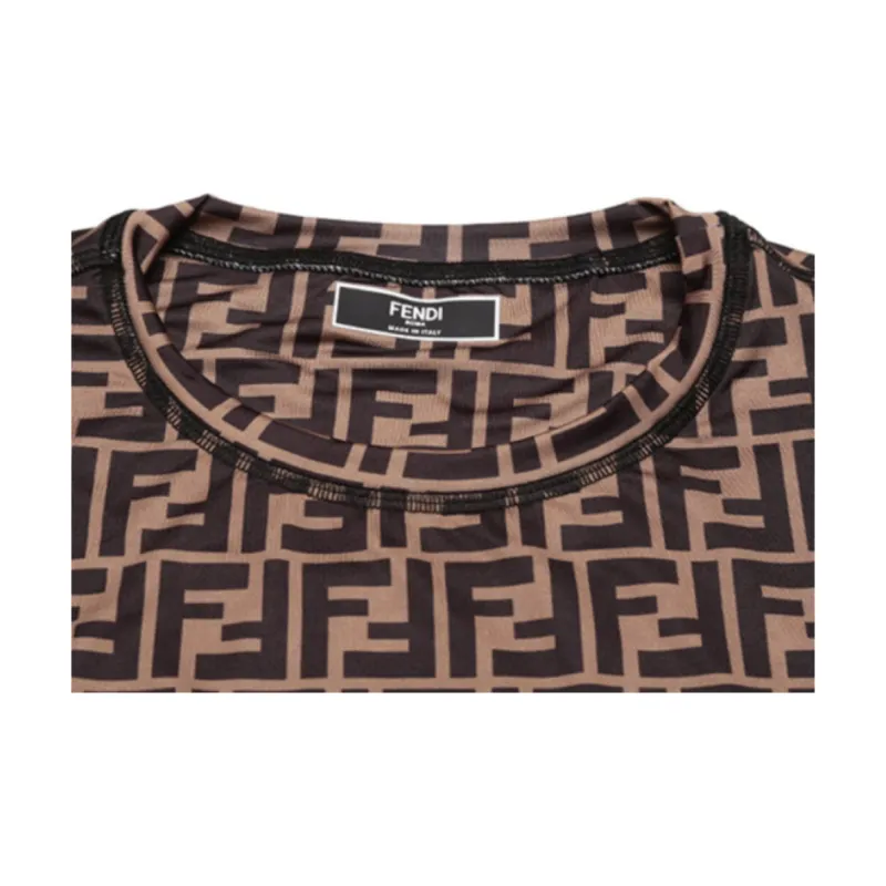 FENDI T-Shirts Men Brown Black-2