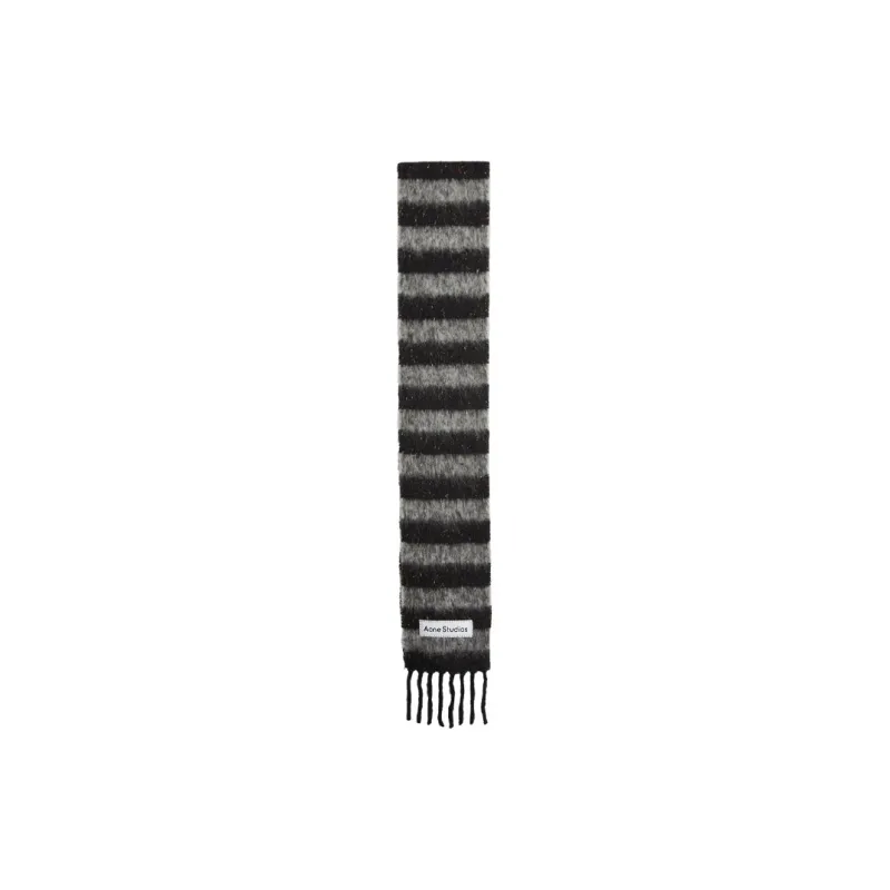 Acne Studios Alpaca Nylon Wool Silk Knit Scarves Unisex Gray-0