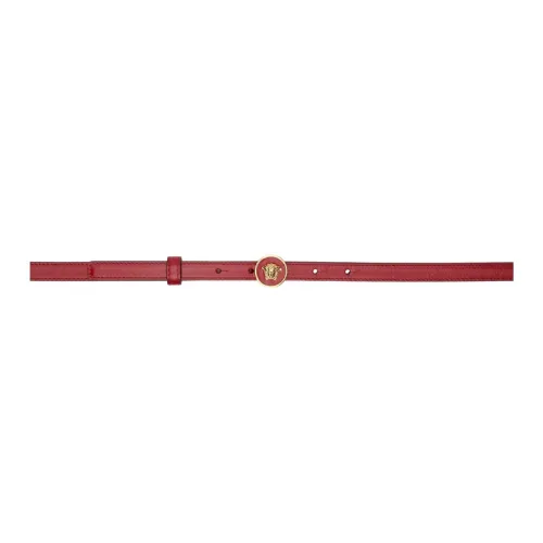 VERSACE Calfskin Leather Belts Women's Red Width 1.3CM
