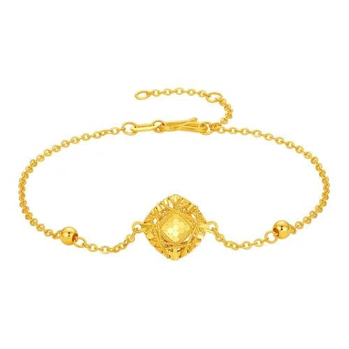 ZHOU LIU FU Gold 5G Light Luxury Versatile Elegance, Geometric Jewelry Solid Gold Priced In Gram Bracelets Women's