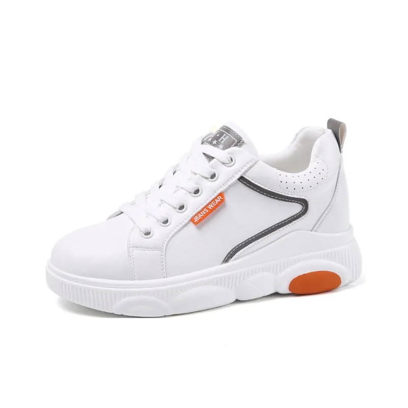 MABEL&CO Low Top Skateboard Shoes Women's White Orange-0