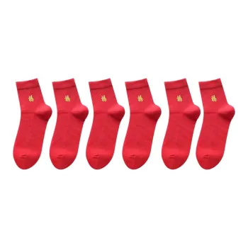 MIIOW Mid Calf Socks Women's 6 Pack Red