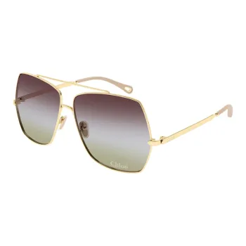Chloe Metal Aviator Sunglasses Women's Gold