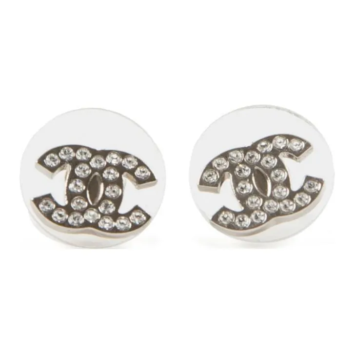 CHANEL 2010s Interlocking Cc Stud Earrings-0