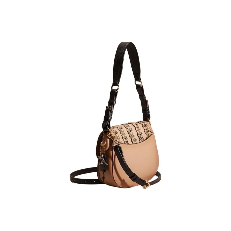 COACH Beat Glove Tanning Saddle Bags Shoulder Bags Small Size Women's Ivory-1