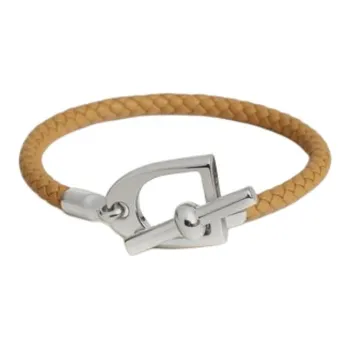 HERMES Metal Palladium Bracelets Men's Brown
