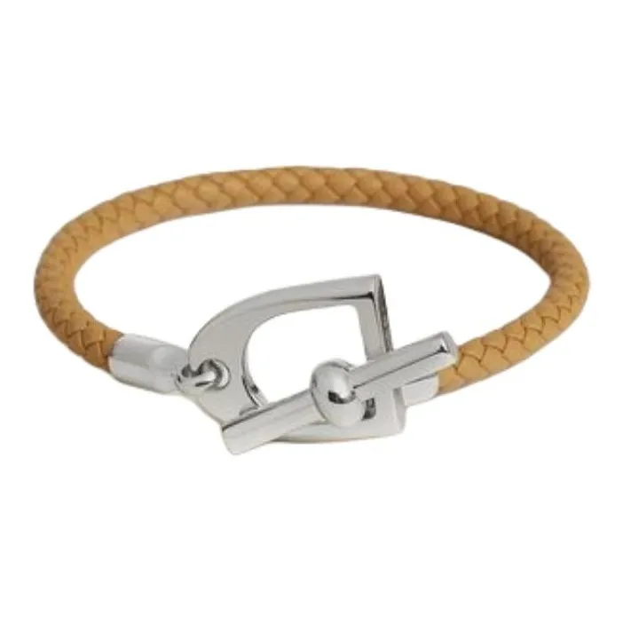 HERMES Metal Palladium Bracelets Men's Brown-0