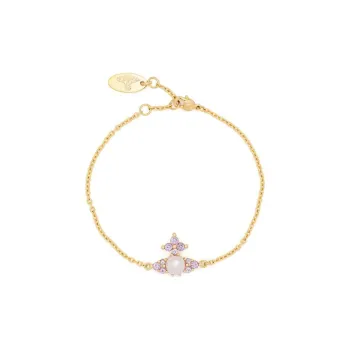 Vivienne Westwood Artificial Pearl, Brass, Gold Plated, Crystal Bracelets Unisex Gold