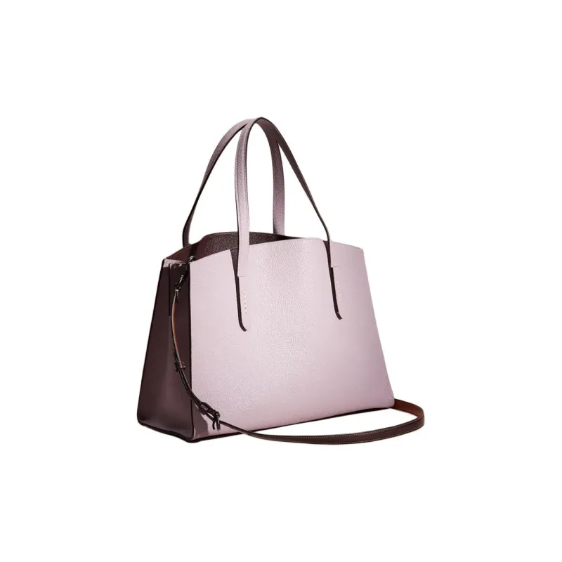 COACH Charlie Litchi Grain Leather Shoulder Bag Crossbody Bag Handbag Large Size Women's Bronze & Soft Lilac-1
