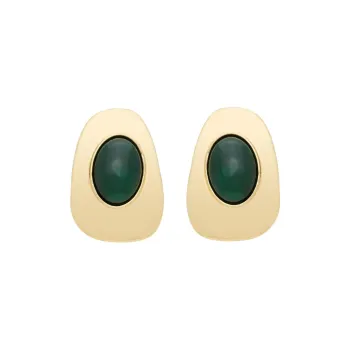 SAINT LAURENT Resin Metal Gemstone Earrings Women's Green