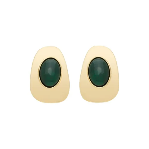 SAINT LAURENT Resin Metal Gemstone Earrings Women's Green