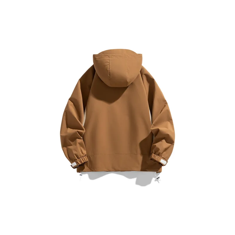 Yalu Water Resistant Windproof UV Protection Breathable Wear Resistant Windbreaker Jacket Unisex Beige Apricot-7