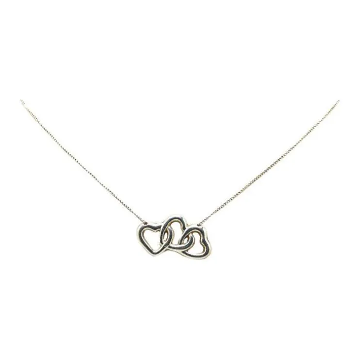 TIFFANY & CO. 20th Century Sterling Silver Triple Open Heart Pendant Necklace-2