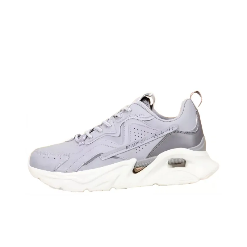 QIAODAN Cushioned Slip Resistant Low Top Running Shoes Men's Gray-0