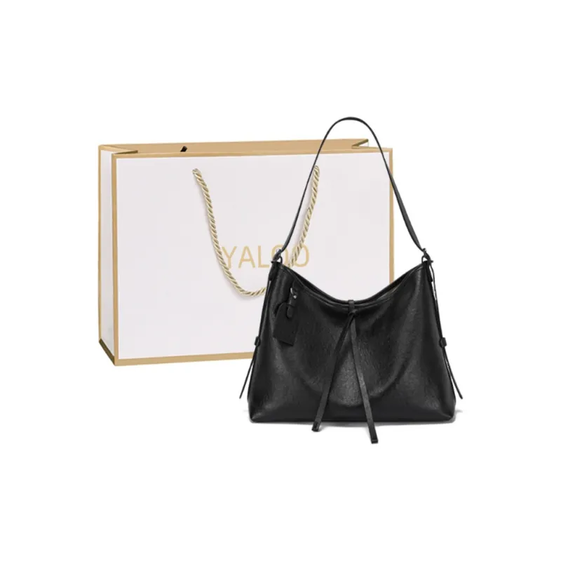 Yalu Top Grain Vegetable Tanned Leather Shoulder Bag Regular Women's Black/Coffee/Brown-0