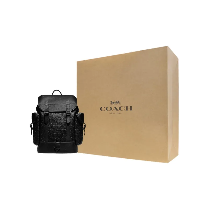 COACH Hitch Cow Leather Backpack Large Size Men's Black-7