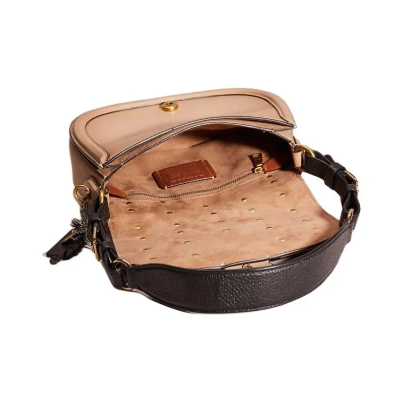 COACH Beat Glove Tanning Saddle Bags Shoulder Bags Small Size Women's Ivory-2