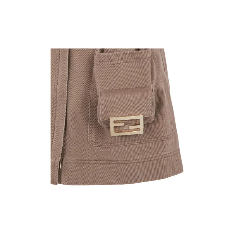 FENDI FW22 Casual Short Skirts Women's Brown-3