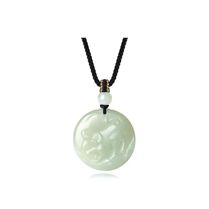 QIANCHANG Hetian Jade Necklaces Pale Greenish White Jade Women's-5