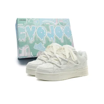CVOJOO Puffy Shoes Warm Slip Resistant Height Increasing Low Top Skateboard Shoes Unisex White
