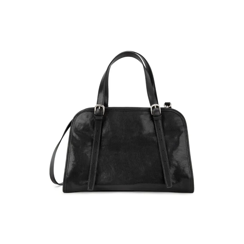 VENOF Top Grain Cow Leather Shoulder Bag Women's Vegetable Tanned Brown/Vegetable Tanned Black-8