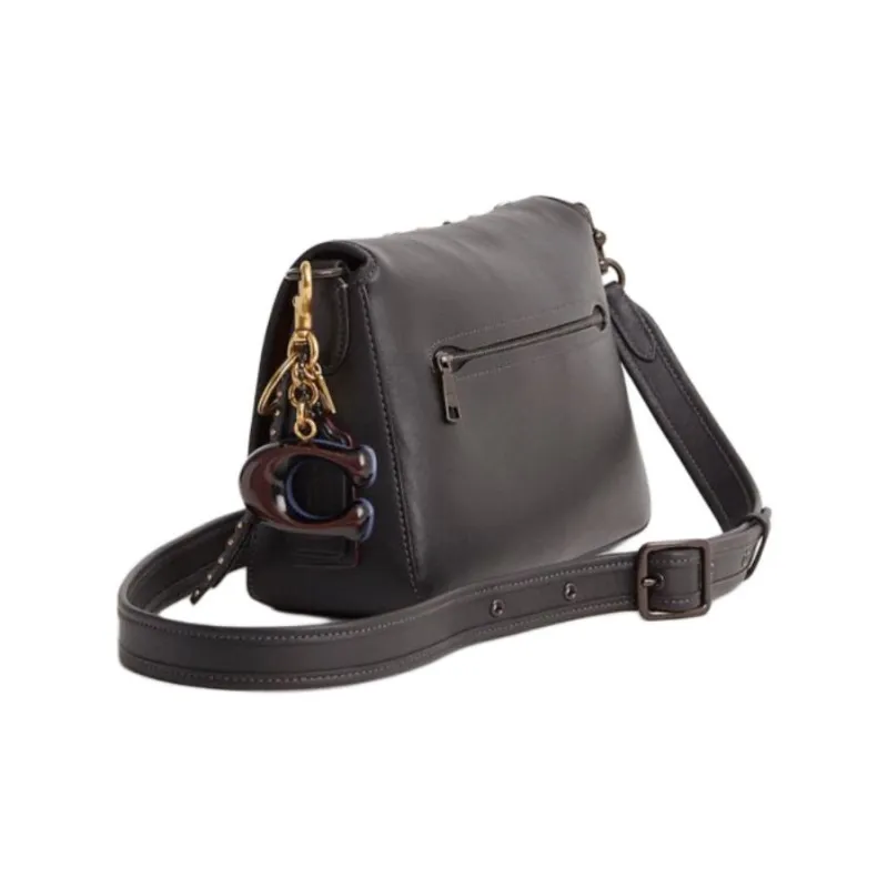 COACH Soft Tabby Leather Portable Crossbody Bag, Shoulder Bag Medium Size Women's Tin & Black-1