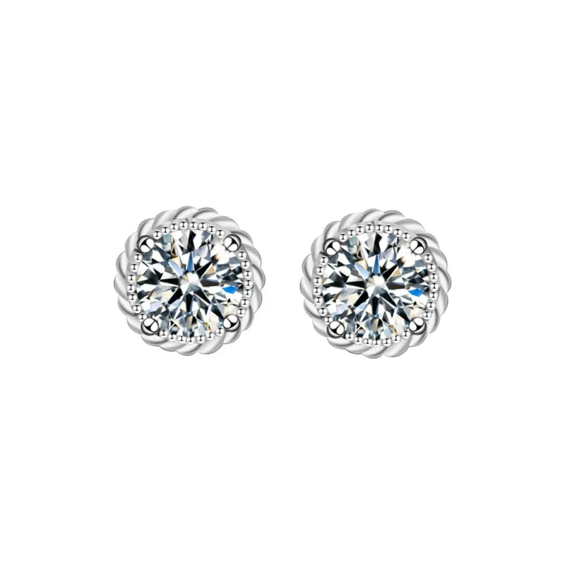 WUMZK 925 Sterling Silver Moissanite Stud Earrings Women's-0