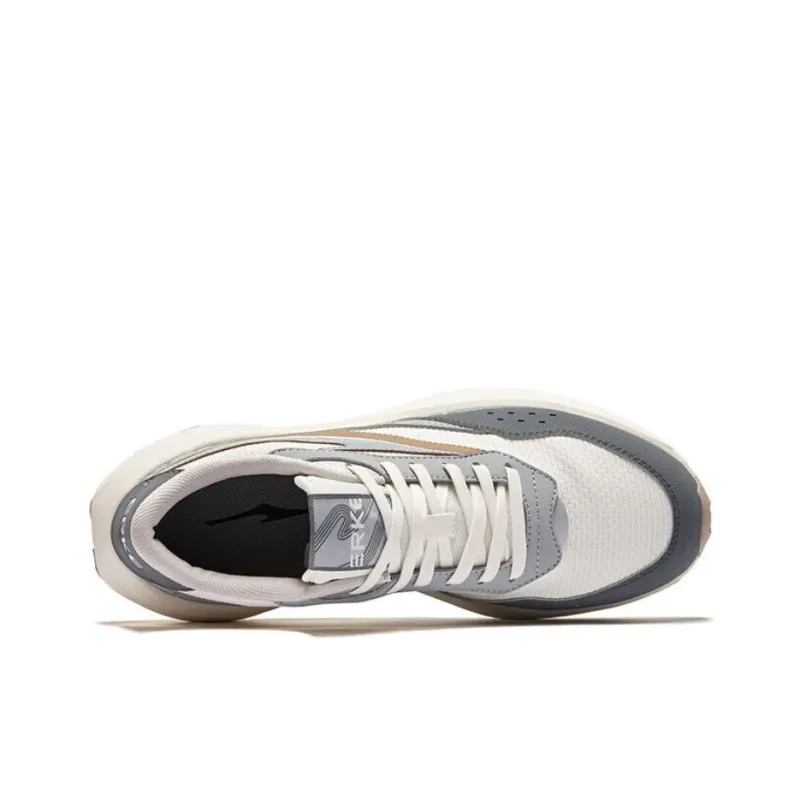 Erke Cushioning Anti-Slip And Wear-Resistant Low-Top Casual Shoes Men's White Gray-3