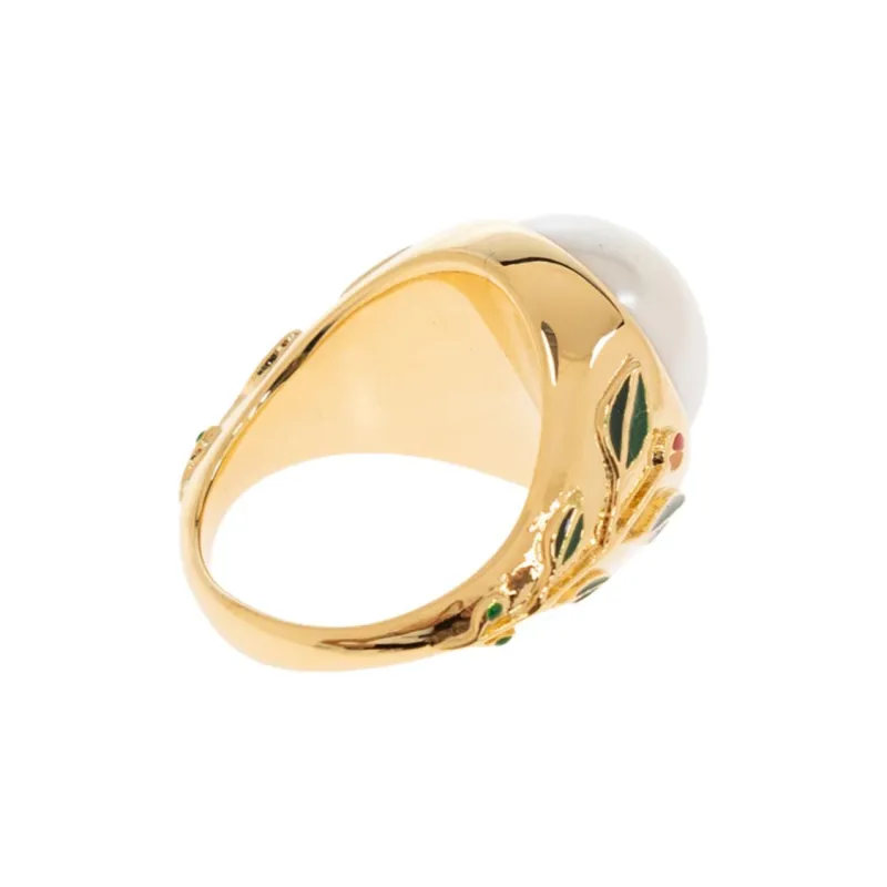 CASABLANCA Faux Pearl Signet Ring-1