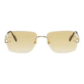 CARTIER Metal Acetate Metal Rectangular Sunglasses Women's Gold