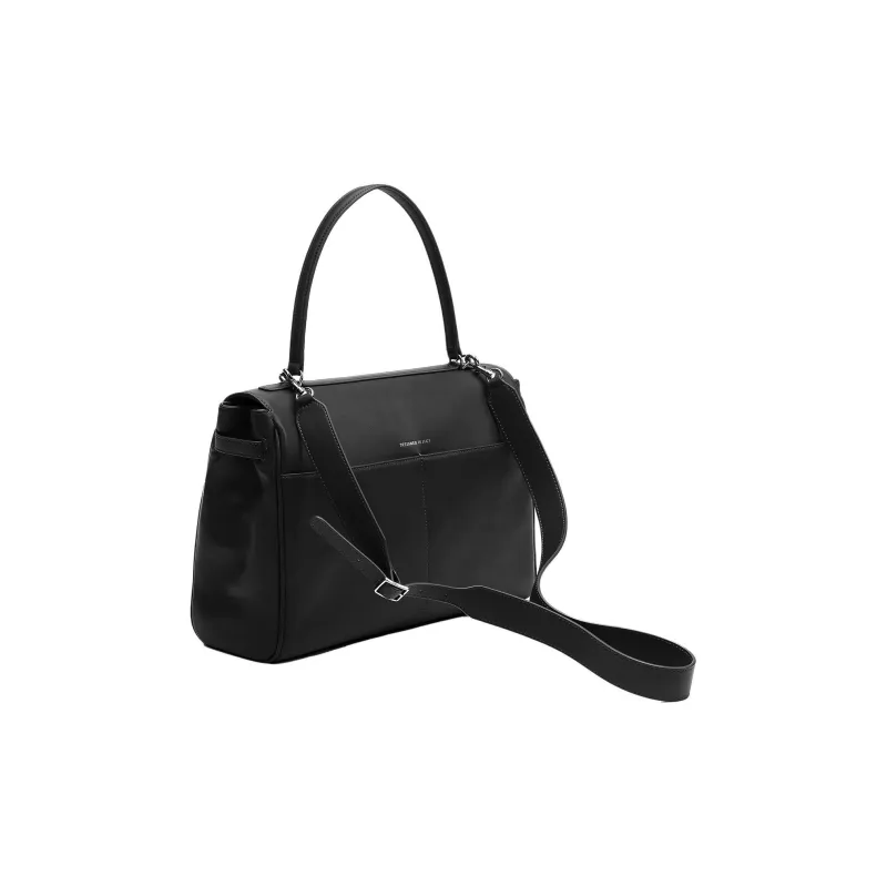 ROSA HERMOSO Cow Leather Handbag Crossbody Bag Large Size Unisex Black/Gray Silver-2