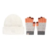 Beige Hats & Caps+Pink Gloves