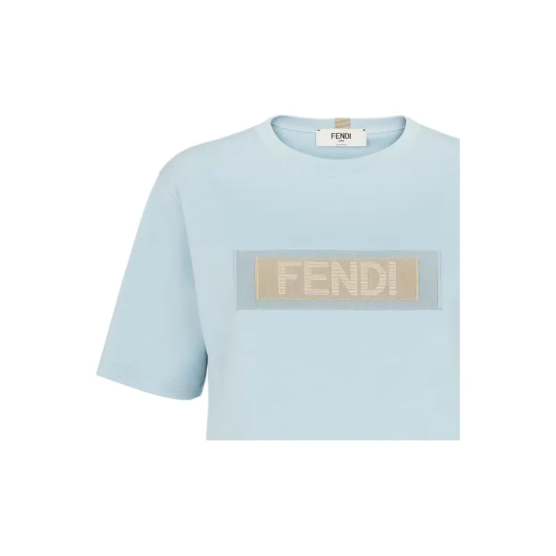 FENDI Logo Patch Crewneck T Shirt-3