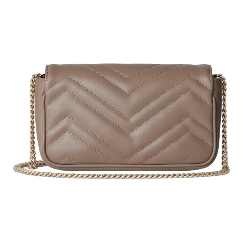 GUCCI GG Marmont Leather Shoulder Bag Mini Women's Taupe-3