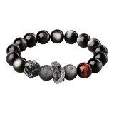 [Chinese Zodiac Pig]Silver Sheen Obsidian Beaded Bracelet